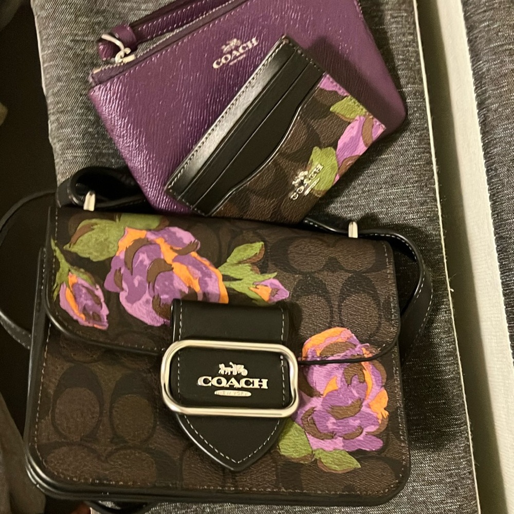 NWOT Coach Signature bag Rose design 3 set